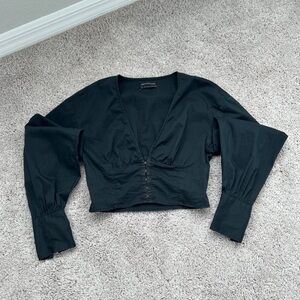 Urban Outfitters Black Button-Front Blouse